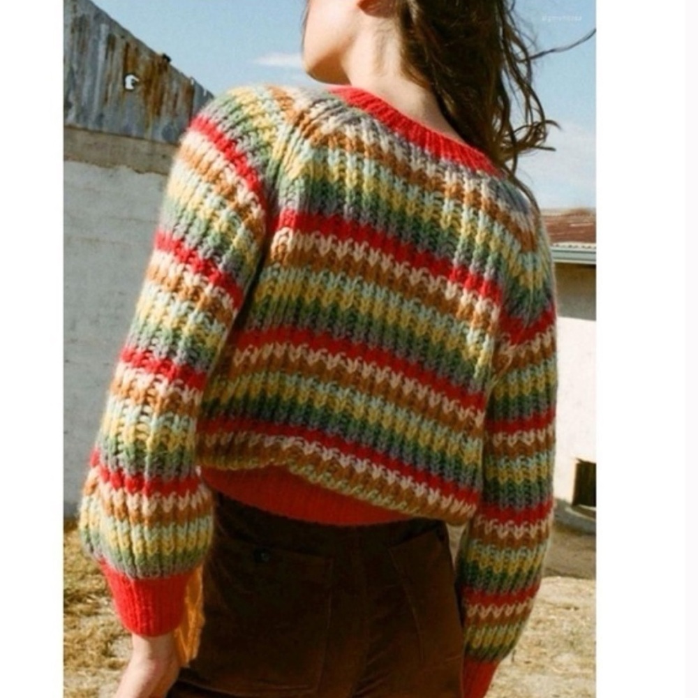 Doen Field sweater Rainbow Stripe sz XS/S